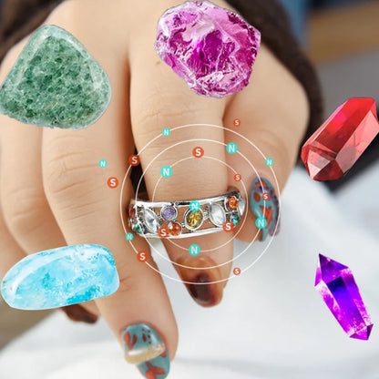 Women Torina Crystal Quartz Ionix Ring Ionix Therapy Quartz Crystal Ring for Weight Loss Lymph Drainage Magnetic Therapy Rings