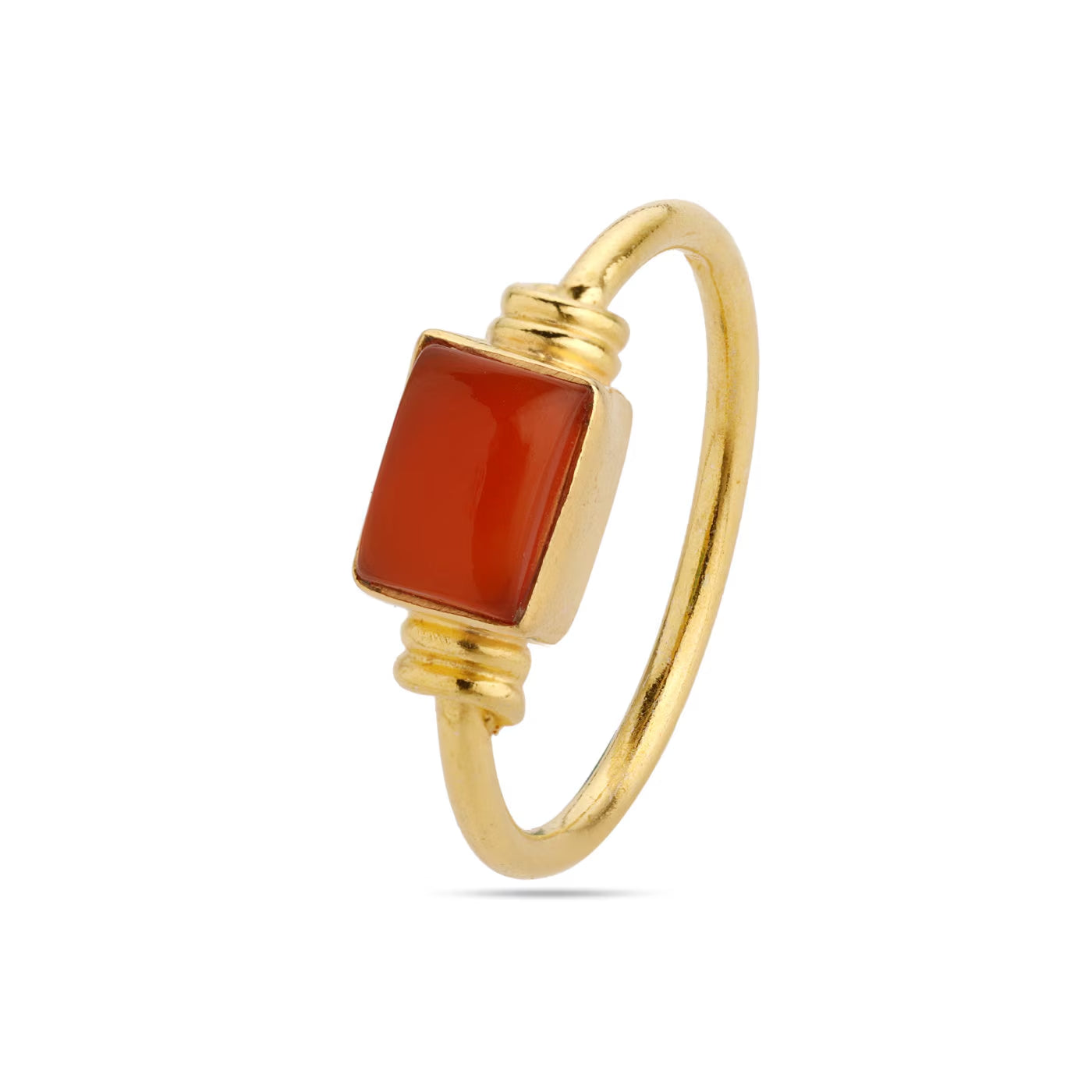 Natural Carnelian Ring, Baguette Ring, Gold Ring, Gemstone Carnelian Ring, Handmade Ring, Statement Ring, Birthstone Ring