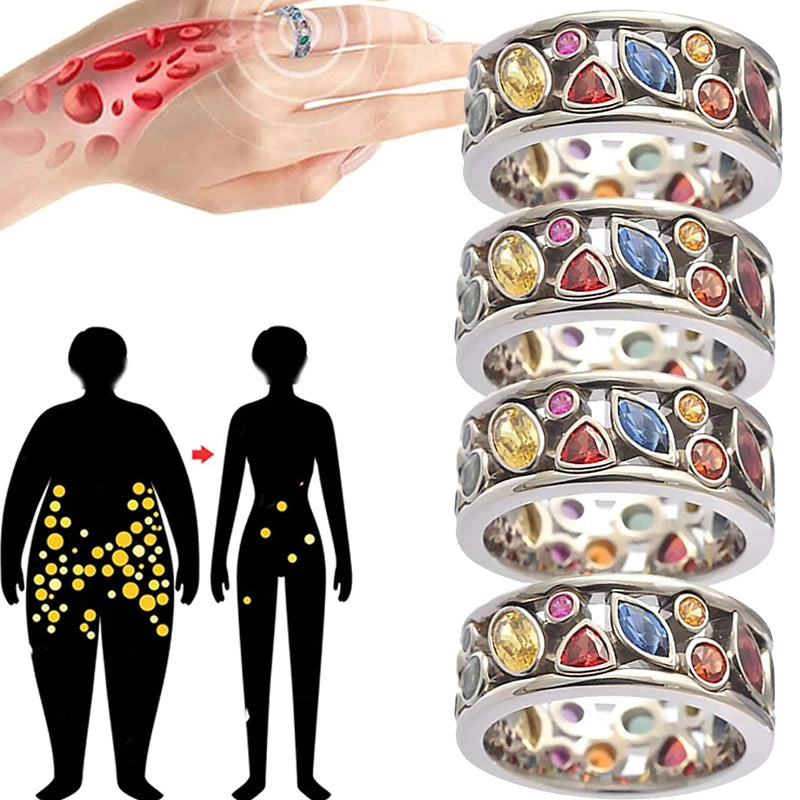 Women Torina Crystal Quartz Ionix Ring Ionix Therapy Quartz Crystal Ring for Weight Loss Lymph Drainage Magnetic Therapy Rings